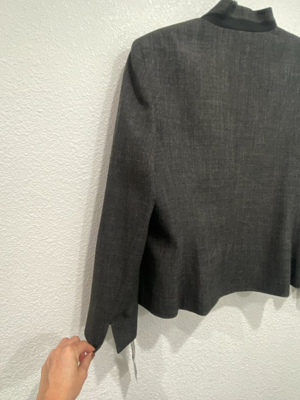 Black Label by Evan-Picone Open Notch Collarless Blazer Charcoal Gray NWT 16 - Picture 7 of 14